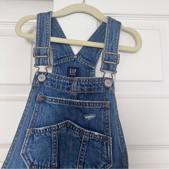 GAP Kids Cotton Distressed Denim Romper Blue Medium EUC - Picture 2 of 9